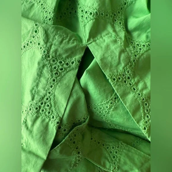 NWOT Sigrid Olsen Plus Green Eyelet Oversized Button Down Shirt - Picture 9 of 11